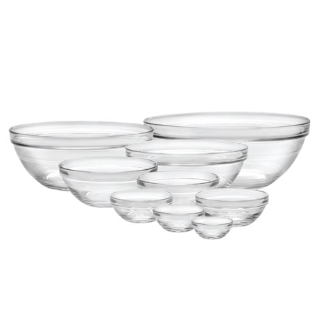Duralex Lys Stackable Bowls - Tempered Glass, Set of 9