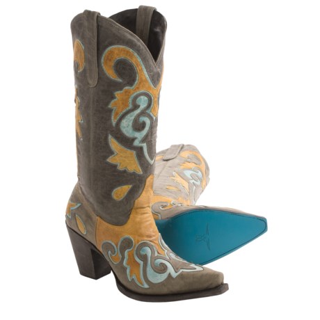 Lane Boots Wing Overlay Cowboy Boots - Leather, Snip-Toe (For Women)