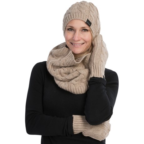 Chaos Cable-Knit Beanie, Scarf and Mitten Set - Wool/Acrylic (For Women)