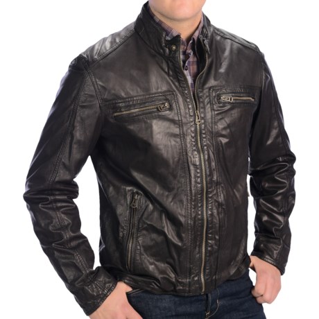 Cole Haan Lamb Leather Moto Jacket - Full Zip (For Men)