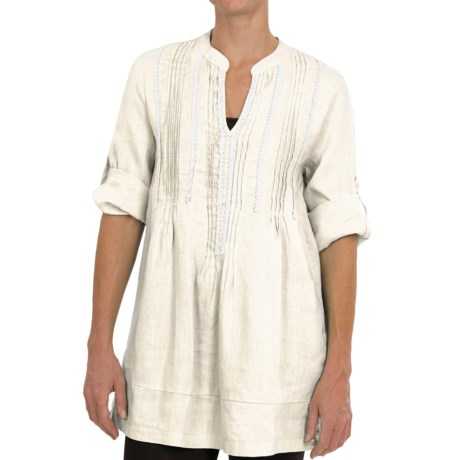 dylan Hemp Pintuck Tunic Shirt - 3/4 Roll-Up Sleeve (For Women)