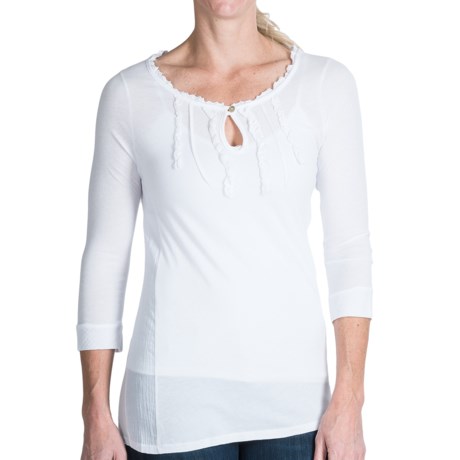 dylan Gauze Cotton Ruffle Shirt - 3/4 Sleeve (For Women)