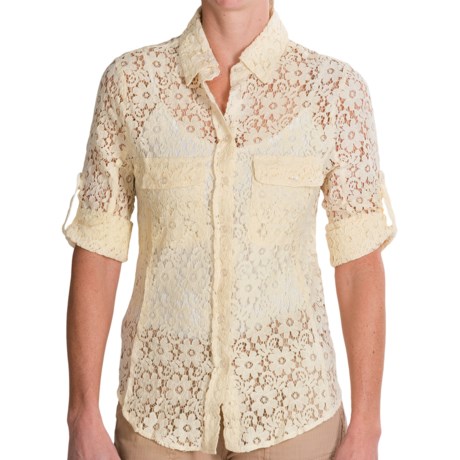 dylan Crochet Lace Shirt - Button Front, Long Sleeve (For Women)