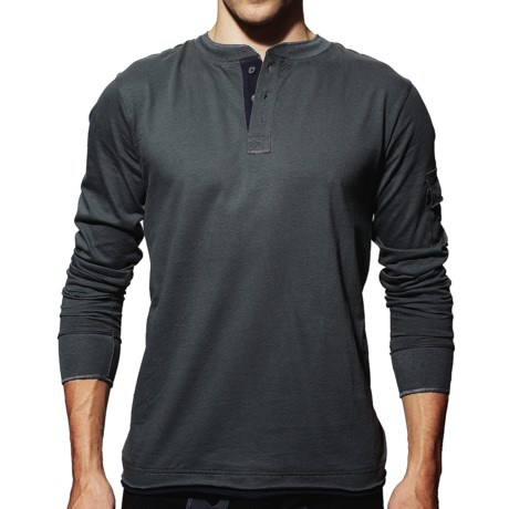 VK Nagrani Slim Fit Henley Shirt - Organic Pima Cotton, Long Sleeve (For Men)