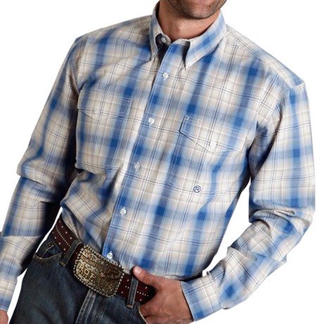 Roper Plaid Cotton Shirt - Long Sleeve (For Tall Men)