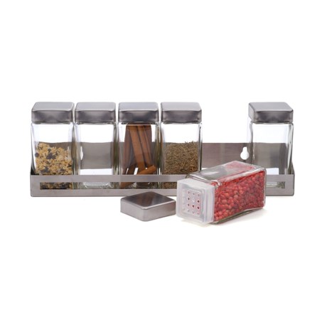 Endurance RSVP International  Spice Rack - 6 Glass Containers