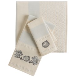 The Turkish Towel Company Embroidered Stripe Peshterry® Hand Towel