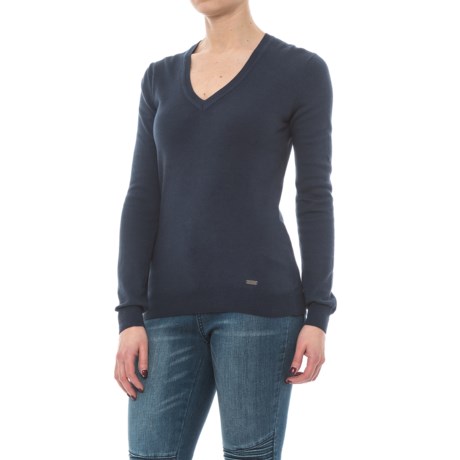 Barbour Cotton-Cashmere Sweater - V-Neck (For Women)