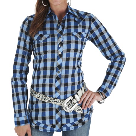 Wrangler Rock 47 Metallic Plaid Shirt - Snap Front, Long Sleeve (For Women)