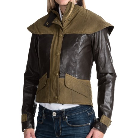 Barbour Ashford Crop Jacket - Leather and Waxed Cotton (For Women)