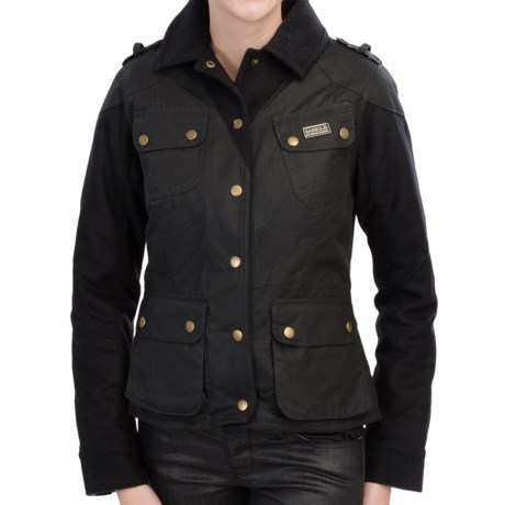 Barbour Crayford Waxed Cotton Jacket - Wool Sleeves (For Women)