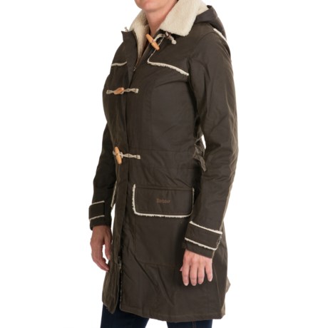 Barbour Uplands Duffle Coat - Sylkoil Waxed Cotton (For Women)