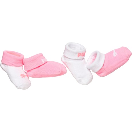 Puma Infant Girls Non-Terry Bootie Socks Box Set - 4-Pack, Quarter Crew