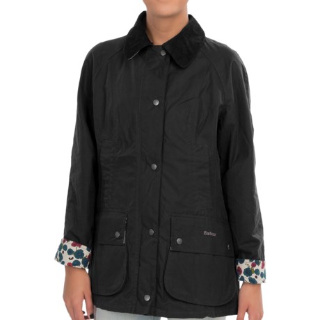 Barbour Beadnell Waxed-Cotton Coat - Printed Lining (For Women)