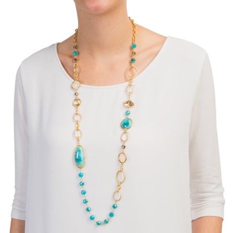 Cara Accessories Long Glass Bead Necklace
