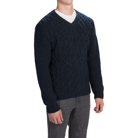 Barbour Stark Cable-Knit Sweater - Wool Blend, V-Neck (For Men)