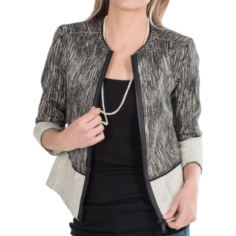 Elie Tahari Paulina Color-Block Tweed Jacket - 3/4 Sleeve (For Women)