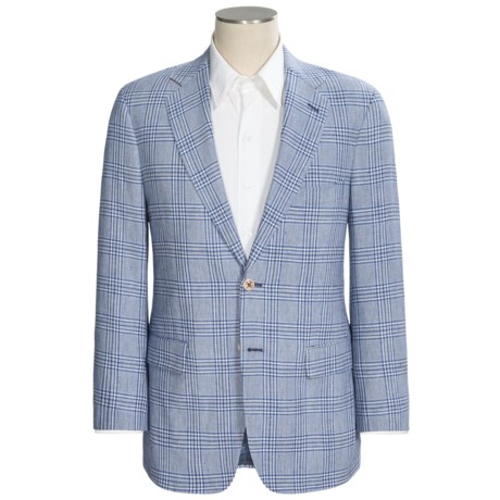 Allen Edmonds Blue Plaid Sport Coat - Linen-Cotton (For Men)