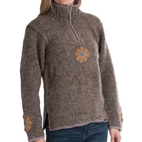 Laundromat Woodstock Sweater - Wool, Zip Neck (For Women)