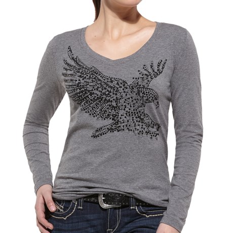 Ariat Eagle Beaded Heather Shirt - V-Neck, Long Sleeve (For Women)