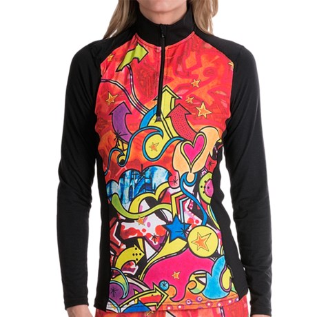Hot Chillys MTF4000 Print Base Layer Top - Midweight, Zip Neck, Long Sleeve (For Women)