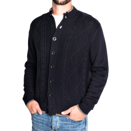 Toscano Diamond Cable Cardigan Sweater - Merino Wool (For Men)