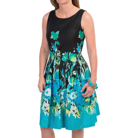 Chetta B Stretch Cotton Fit & Flare Dress - Sleeveless (For Women)