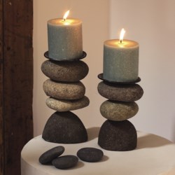 Ancient Graffiti Cairn Candle Holder - 3-Stone