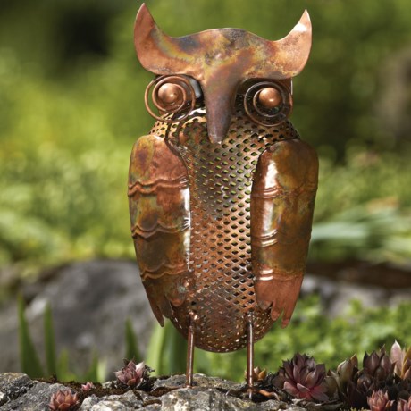 Ancient Graffiti Standing Owl Metal Garden Ornament