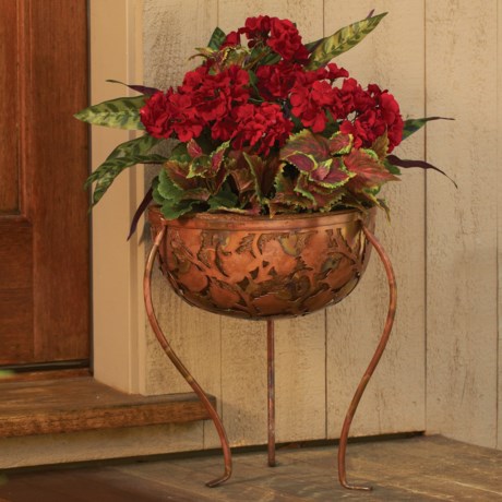 Ancient Graffiti Etched Metal Standing Planter