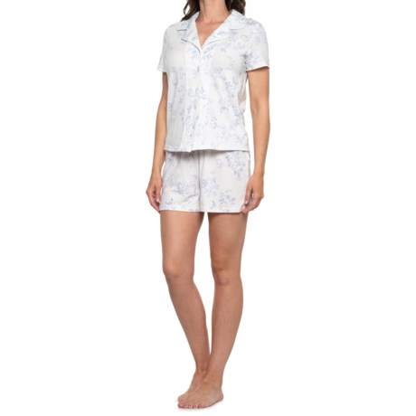 COMO BLU Notch Collar Shirt and Shorts Set - Short Sleeve (For Women)