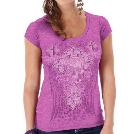 Wrangler Rock 47 Embellished Print T-Shirt - Short Sleeve (For Women)