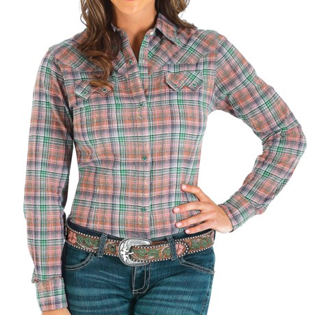 Wrangler Heavy-Stitched Plaid Western Shirt - Snap Front, Long Sleeve (For Women)