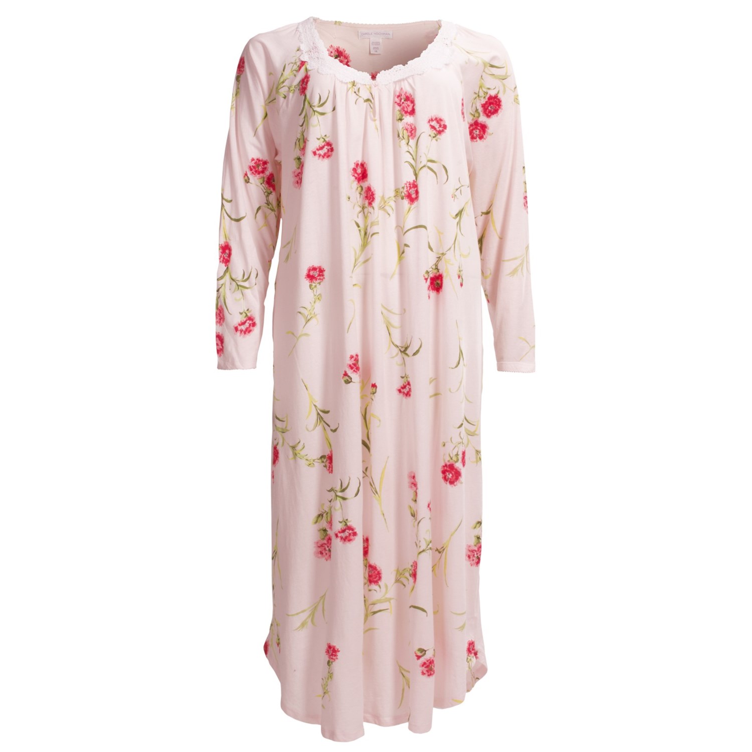 Carole Hochman Forever Carnation Long Nightgown (For Plus Size Women ...