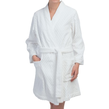 Oscar de la Renta Signature Oscar de la Renta Spa Retreat Robe - Embossed Cotton Terry, Long Sleeve (For Women)