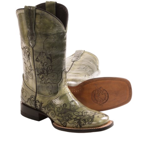 Lucchese Laser-Etched Cowboy Boots - Leather, Square Toe (For Women)
