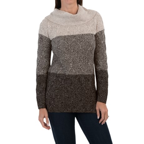 Jeanne Pierre Fisherman Sweater - Multicolor, Cowl Neck (For Women)