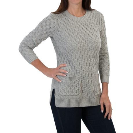 Jeanne Pierre Fisherman Sweater - Crew Neck (For Women)