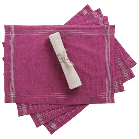 Coyuchi Simple Stitch Chambray Placemats - Organic Cotton-Linen, Set of 4