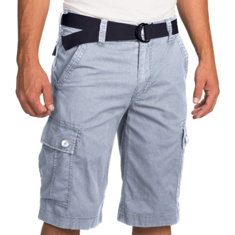 Specially made Flat Front Cargo Shorts with Webbed Belt - 6-Pocket (For Men)