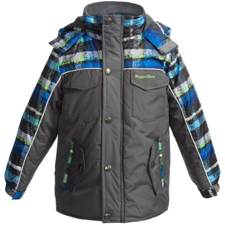 Rugged Bear Solid and Plaid Snow Jacket - Insulated (For Little Boys)