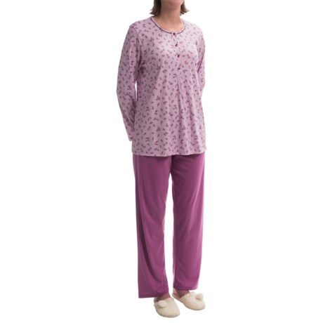 Calida Corn Flower Pajamas - Lightweight Interlock Cotton, Long Sleeve (For Women)