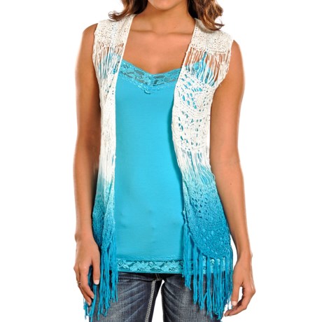 Rock & Roll Cowgirl Dip-Dyed Crochet Vest (For Women)