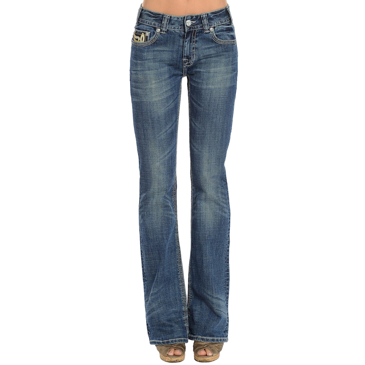 Rock & Roll Cowgirl Leather Fleur-De-Lis Jeans (For Women) 9577T - Save 64%