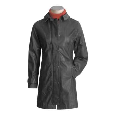 Barbour Leather Newmarket Jacket - Long  (For Women)
