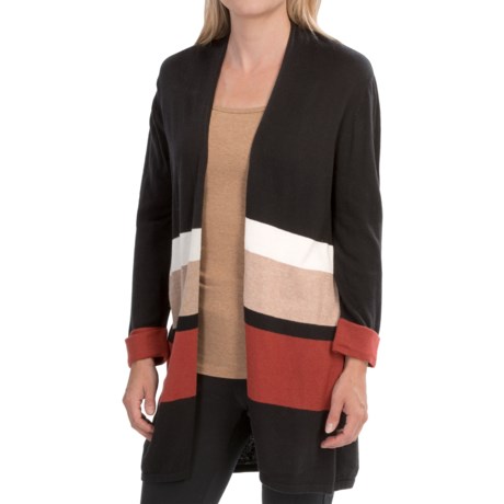 August Silk Striped Cardigan Sweater (For Women)