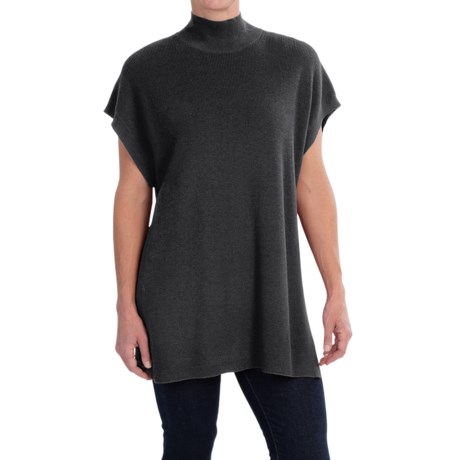 August Silk Ribbed Tunic Sweater - Short Sleeve (For Women)