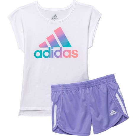 adidas Little Girls Graphic T-Shirt and Shorts Set - Sleeveless