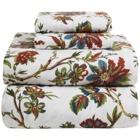 Azores Home Printed Floral Flannel Sheet Set - King, Deep Pockets