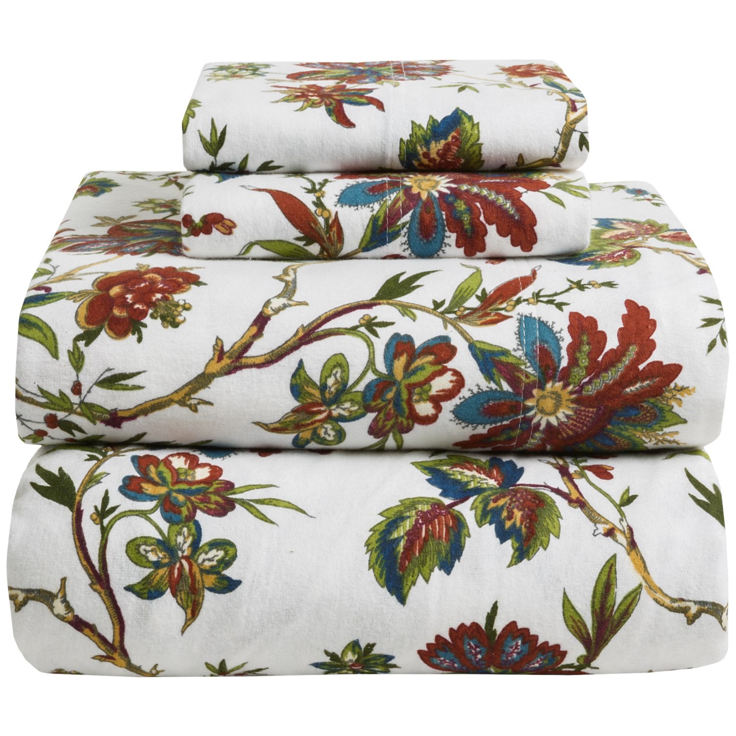Azores Home Printed Floral Flannel Sheet Set - Twin, Deep Pockets 9633F ...